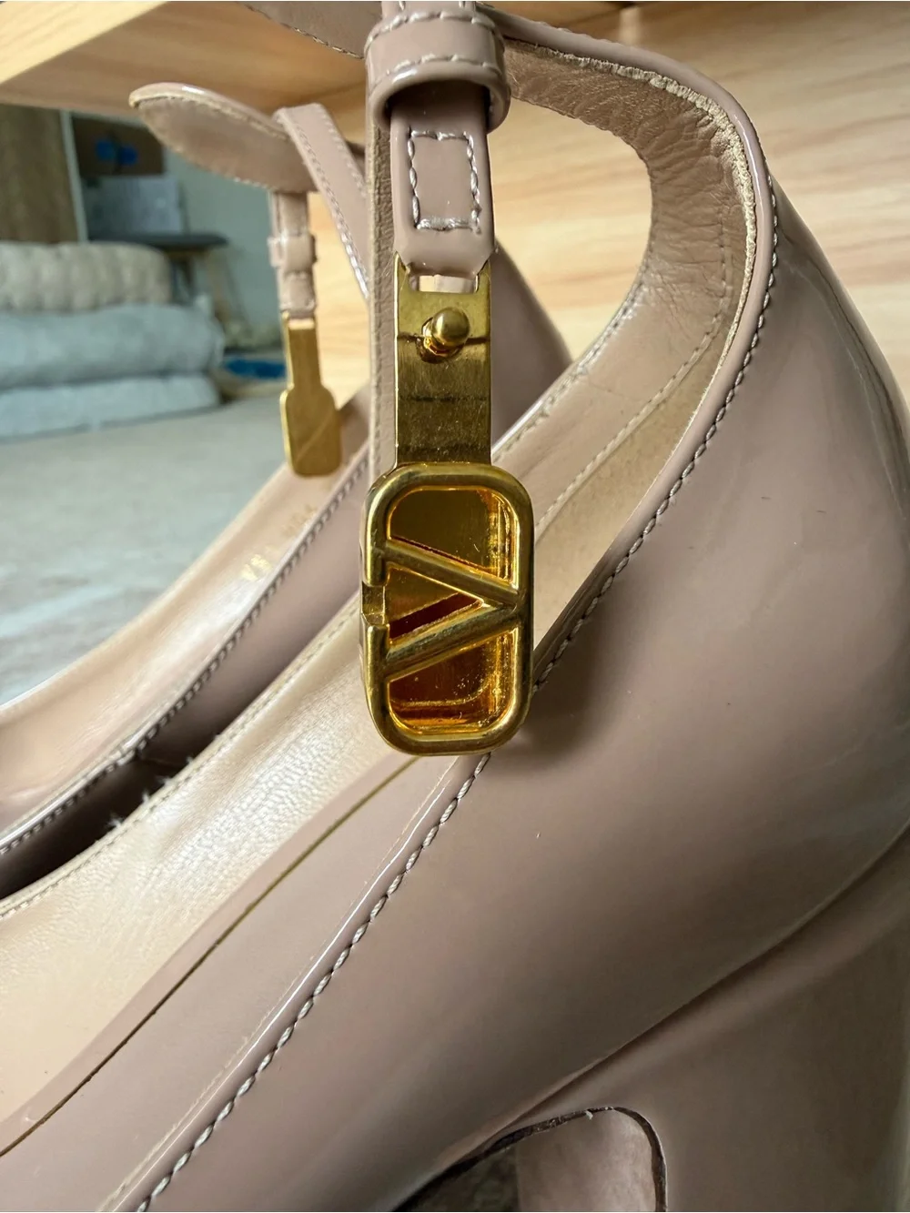 Valentino Tan-Go Patent Nude Platform Pumps - Size 9